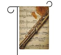 Flauto Musica Giardino Bandiera Casa Prato Cartello di Benvenuto Banner Doppio Lato Piccole Bandiere Personalizzate per Piscina Cortile Esterno Decorazione Della Parete Della Casa 31 X 47 Pollici