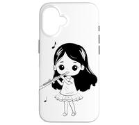 Flauto Ragazza Cartoon Look Strumento a fiato Custodia per iPhone 16
