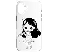 Flauto Ragazza Cartoon Look Strumento a fiato Custodia per iPhone 16 Plus