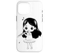 Flauto Ragazza Cartoon Look Strumento a fiato Custodia per iPhone 16 Pro Max