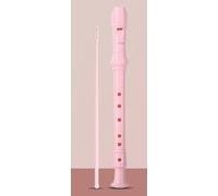Flauto soprano con asta per la pulizia, in stile tedesco, per bambini, principianti, laurea o ritorno a scuola (colore rosa, sei fori)