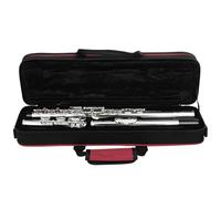 Flauto strumenti musicali Flauto A C Regolabile Chiuso 16 Fori In Rame Bianco Placcato Argento Con Accessori(Red)