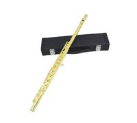 flauto strumento Flauto dorato a 16 fori modello con scatola in pelle con corpo in tubo di rame bianco tono C adatto ai principianti per sostenere gli esami