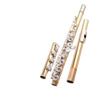flauto strumento Flauto in rame dorato 17 fori Chiave C Strumento per flauto Coda B Chiave placcata in argento Modello per prestazioni professionali