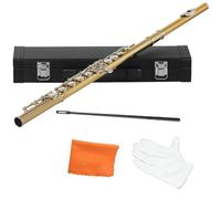 flauto Strumento Per Flauto Traverso Professionale Con Chiave C A 16 Fori Aperti Chiusi (Color : Golden Silver Key)