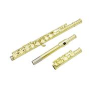 flauto traverso 16 Closed Open Hole C Key Flute Professional Transverse Flute With E Key Woodwind Instrument Beginner Leather Box(Gold)