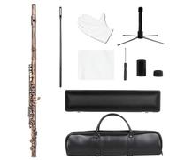 flauto traverso Flauto 16 Fori Aperti Chiusi Chiave C Strumento Musicale Da Concerto Per Flauto Traverso Professionale Con Accessori Di Supporto(Antique copper)