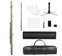 flauto traverso Flauto 16 Fori Aperti Chiusi Chiave C Strumento Musicale Da Concerto Per Flauto Traverso Professionale Con Accessori Di Supporto(Bronze)