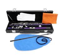 flauto traverso Flauto 16 Fori Chiusi Aperti Chiave C Flauto Traverso Professionale Con Parti Set Di Custodie In Pelle Per Strumenti A Fiato(Purple)