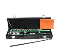 flauto traverso Flauto 16 Fori Chiusi Aperti Chiave C Flauto Traverso Professionale Con Parti Set Di Custodie In Pelle Per Strumenti A Fiato(Green)