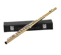 Flauto Traverso Flauto Con 16 Fori Chiusi Chiave C Flauto Professionale In Argento Strumento Musicale Da Concerto Flauto Scatola Panno Bastone Guanti Parti(Gold A)