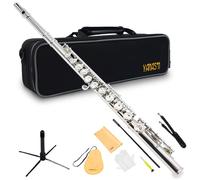 Flauto traverso in Do per studenti YANASON, 16 fori chiusi, con custodia, supporto, guanti, panno per la pulizia e altro ancora.