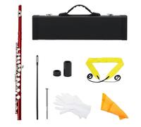 flauto traverso Strumento A Fiato Trasversale Per Flauto Da Concerto In Rame Bianco Con Chiave C A 16 Fori Chiusi Con Parti E Accessori In Scatola(Red)