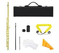 flauto traverso Strumento A Fiato Trasversale Per Flauto Da Concerto In Rame Bianco Con Chiave C A 16 Fori Chiusi Con Parti E Accessori In Scatola(Gold)