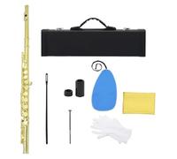 flauto traverso Strumento Musicale Da Concerto Professionale Per Flauto Traverso Con Chiave C A 16 Fori Aperti Chiusi Con Guanti In Stoffa(Gold)