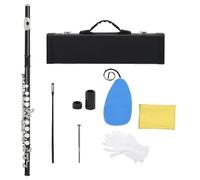 flauto traverso Strumento Musicale Da Concerto Professionale Per Flauto Traverso Con Chiave C A 16 Fori Aperti Chiusi Con Guanti In Stoffa(Black)