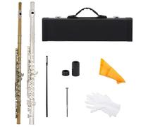 flauto traverso Tubo Trasversale Per Strumento Per Flauto Da Concerto Placcato In Nichel Argentato A 16 Fori Chiusi Con Panno Per Guanti E Key Box