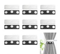 FLAVNTEL 8 Pezzi Targhette Magnetiche per Tende, 45x13 mm Badge Identificativo Magnetico per Tende Oscuranti e Decorazioni Finestra, Facili da Applicare, con Adesivo e Materiale Inox