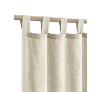 Flax Linen Curtains Long for Living Room 2 Panels Tab Top Light Filtering Energy Efficient Burlap Cotton Textured Large Beige Outdoor Curtain for Sliding Door Patio French Country Decor Tan, 52x108