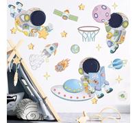 Flaxarne Adesivo da parete con cielo stellato, astronauta, pianeta, decorazione per soggiorno, studio, camera dei bambini, camera da letto