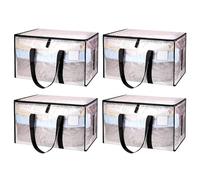 flaxarne Borse da trasloco extra large, 90 L Con Cerniere e Manici Rinforzati, Scatole per armadio per riporre oggetti, piumoni, vestiti (Trasparente, Set da 4)