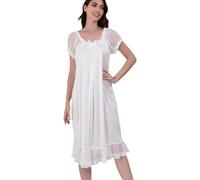 Flaydigo Camicia da Notte Donna,Filato Elastico Rosa da Donna Camicia da Notte vittoriana Manica Corta da Donna ，Macchia la Seta Pigiama