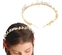 Flayem Cerchietto per capelli da sposa con perle e strass, per donne e ragazze