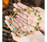 Flayem Nozze Sposa Capelli Vite Verde Cristallo Foglia Fascia per capelli Strass Copricapo Nozze Ballo studentesco Capelli Accessori per Donne e Ragazze