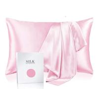 FLCA - 2 federe in seta 100%, confezione da 2, federa in seta charmeuse per capelli e pelle con cerniera nascosta, federa in seta morbida, traspirante e liscia per il sonno delle donne (rosa, federe