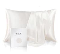 FLCA - Federa corpicuscino in 100% seta di gelso, ottima per pelle e capelli, con cerniera nascosta, lato posteriore in cotone, dimensioni standard 19 momme