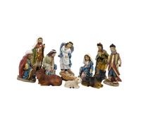 FLCPJGV 11x Statuine del Presepe di Natale Piccolo Set del Presepe di Natale Statua della Sacra Famiglia di Gesù in Resina per Il del Festival di, Multicolore