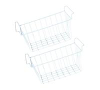 FLCPJGV 2 Pezzi Cestino Frigorifero Congelatore Organizzatore Metallo Impilabile Portaoggetti Cucina con Maniglia Divisoria Adatto per Cucina Bagno Armadio La, 48.5x24.5x20 Cm
