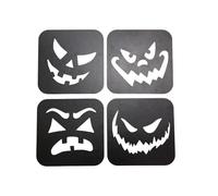 FLCPJGV 4x Sottobicchieri di Halloween Sottobicchieri in Vetro Novità Protezione Da Tavolo Isolamento Pad Ufficio Decorazione Regalo di Compleanno, Nero