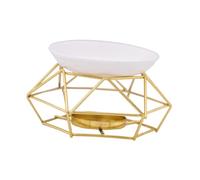 FLCPJGV Bruciatore di Oli Essenziali Portacandela per Tealight Diffusore di Aromi Scaldaolio Realizzato in Ceramica E Metallo Adatto per Spa E Me, D'oro