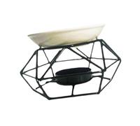 FLCPJGV Bruciatore di Oli Essenziali Portacandela per Tealight Diffusore di Aromi Scaldaolio Realizzato in Ceramica E Metallo Adatto per Spa E Me, Nero