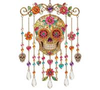 FLCPJGV Cacciatore di Halloween con Telaio in Metallo Intrecciato E Perline Luminose per Riflettere i Raggi del Sole con Movimento Delicato Adatto per Portico E Balcone, 糖骷髅, 30cm