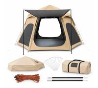FLCPJGV Campeggio Impermeabile Automatica per Famiglie, Apertura Rapida con Protezione, per spiaggia, Tenda esagonale automatica, colore titanio nero, taglia grande