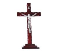 FLCPJGV Crocifisso Da Parete in Legno, Ornamento a Croce, Statuetta Sacra, Decorazione in Legno Cattolica, Pendente per Casa, Ingresso, Giorno Del Ringraziame, Gesù bianco 34x17,5 cm