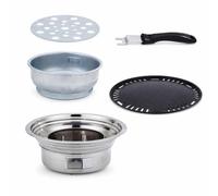 FLCPJGV Gria da Tavolo a Portatile per 3-5 Persone, Ideale per Campeggio e Balcone, per picnic, Corpo del fornello + Piastra per barbecue coreana, Grande (39.5 * 13cm)