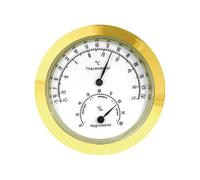 FLCPJGV Igrometro Mini Termometro Meccanico Analogico Portatile con Quadrante Rotondo in Metallo per Monitorare Temperatura E Umidità Perfetto per Box Chitarr, Oro