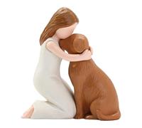 FLCPJGV Ornamento per la relazione tra Uomo e Cane, Statua in Resina di Una Ragazza con Cane, Figura da Tavolo per mobiletto