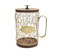 FLCPJGV Porta Capsule di Caffè in Legno, Cestino Portaoggetti, Ideale per Hotel E Casa, oro, con coperchio