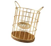FLCPJGV Porta Cialde Caffè Supporto Moderno per Capsule con Cestino Organizer Compatto in Metallo E Legno Contenitore per Caffè E Accessori Scrivania Adatto a, 15 Cm X 18.5 Cm