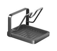 FLCPJGV Porta Coperchi Multiuso Portautensili Porta Tagliere Supporto Coperchio Pentola con Base Antiscivolo in Acciaio Carbonio Adatto per Cucina Casa Spazi, Grigio 1 Livello