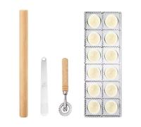 FLCPJGV Ravioli Set Tagliapasta Stampi Spianatoia Rotella Realizzato con Legno E PP per Comodità D'Impiego Adatto a Cucina di Famiglia E Occasioni di Festa