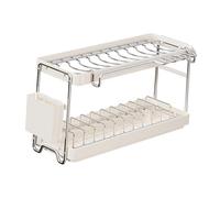 FLCPJGV Scolapiatti Rastrelliera Da Appoggio Organizzatore per Piatti Scaffale Porta Stoviglie a Doppio Livello in Metallo Robusto Adatto per Organizzare La, 43x16.5x31 Cm