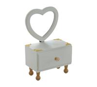 FLCPJGV Specchio da trucco da tavolo con cassetto, organizer per cosmetici, portagioie, scatola portaoggetti in legno, custodia per trucco, per vanità e cura, Specchio a Forma di Cuore