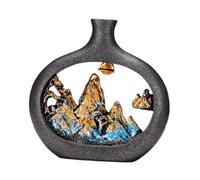 FLCPJGV Vaso D'arte Cinese con Design di Montagna Cava, Ornamento Da Tavolo, Pregiata Fattura, Elegante, Versatile E Leggero, in Resina, 19.5x3.5x19.5 Cm