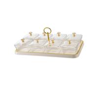 FLCPJGV Vassoio Portavivande Diviso con Coperchio Contenitore Snack Multiuso Piatto Porta Riutilizzabile Vassoio Portacaramelle Robustezza, Vassoio Bianco, 8 Scomparti