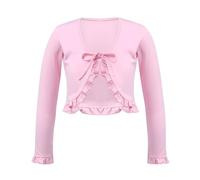 Fldy Alta Corta Bambina Bambina Ballet Bolero Danza Classica Maniche Lunghe Top Shrug Cardigan Maglioni Ginnastica Maglia Avvolgere sopra Rosa 7-8 Anni